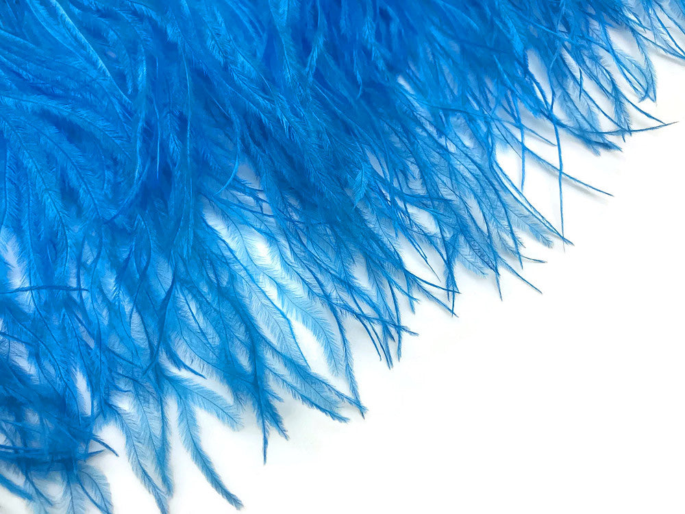 6 Inch Strip - Turquoise Blue Ostrich Fringe Trim Feather