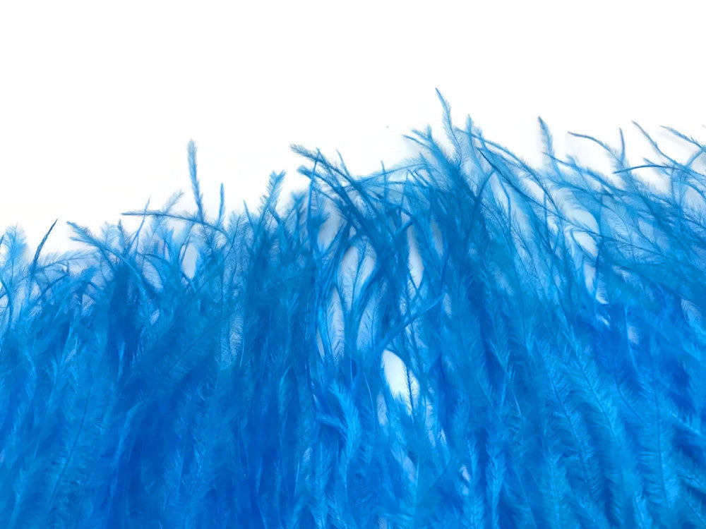 6 Inch Strip - Turquoise Blue Ostrich Fringe Trim Feather