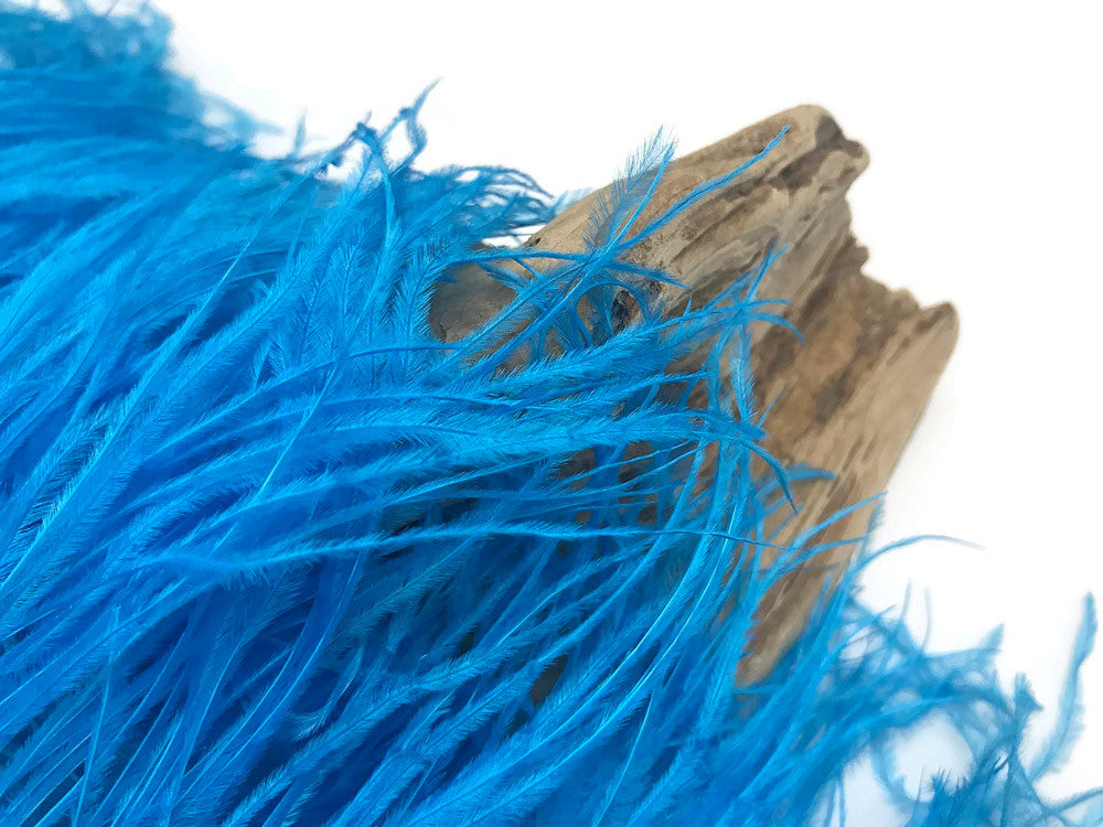 6 Inch Strip - Turquoise Blue Ostrich Fringe Trim Feather