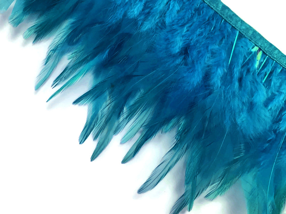 1 Yard - Turquoise Blue Rooster Neck Hackle Saddle Feather Wholesale Trim