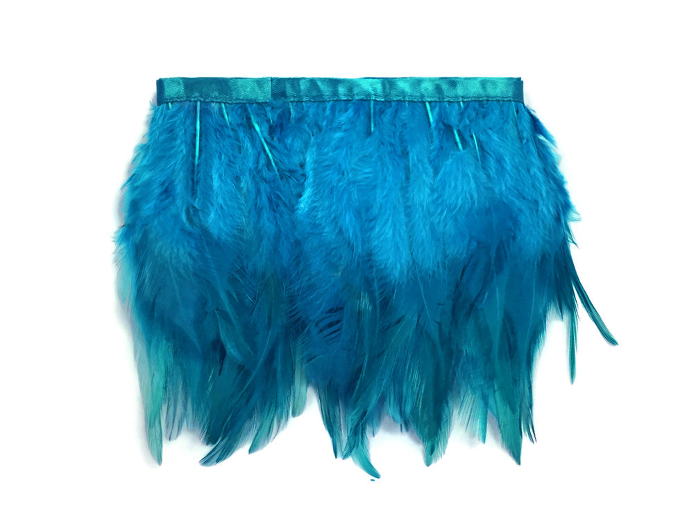 1 Yard - Turquoise Blue Rooster Neck Hackle Saddle Feather Wholesale Trim