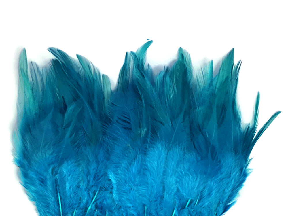 1 Yard - Turquoise Blue Rooster Neck Hackle Saddle Feather Wholesale Trim