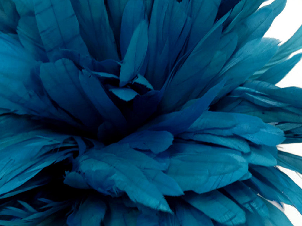 1/2 Yard - 8-10" Turquoise Blue Strung  Bleach & Dyed Rooster Coque Tail Wholesale Feathers (Bulk)