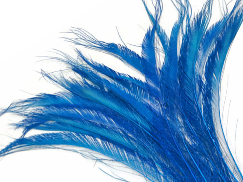 50 Pieces - Turquoise Blue Bleached & Dyed Peacock Swords Cut Wholesale Feathers (Bulk)