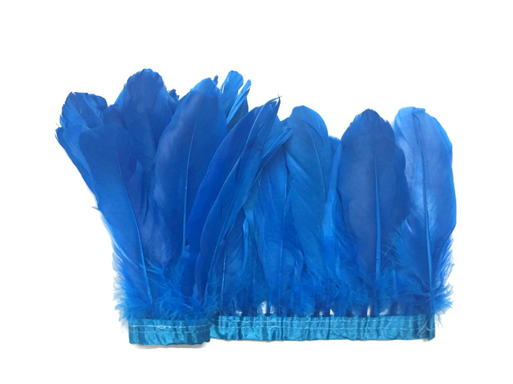 1 Yard - Turquoise Blue Goose Pallet Parried Dyed Feather Trim