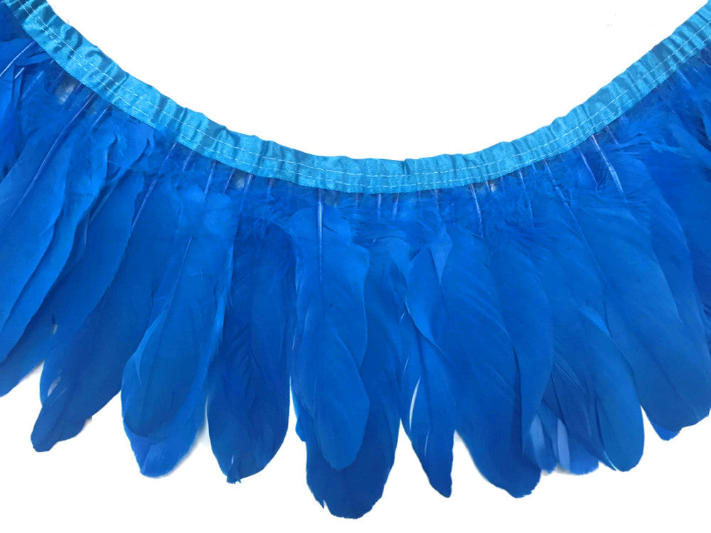 1 Yard - Turquoise Blue Goose Pallet Parried Dyed Feather Trim