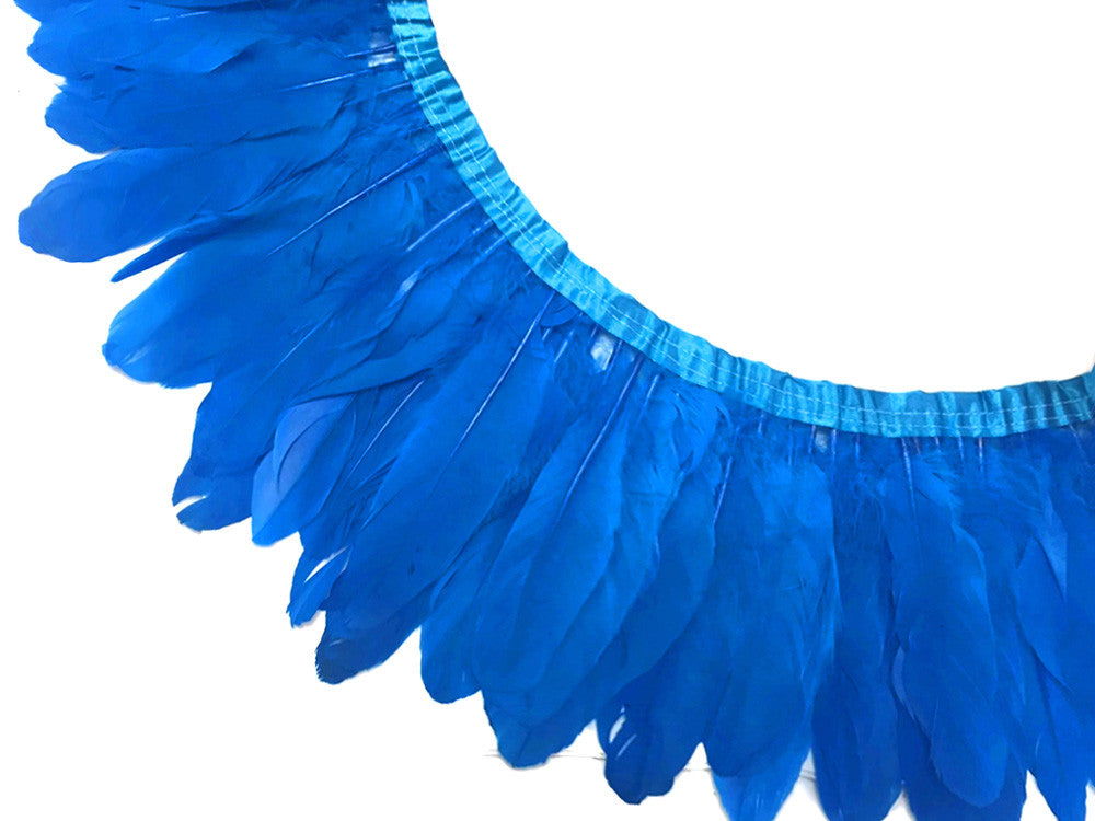 1 Yard - Turquoise Blue Goose Pallet Parried Dyed Feather Trim