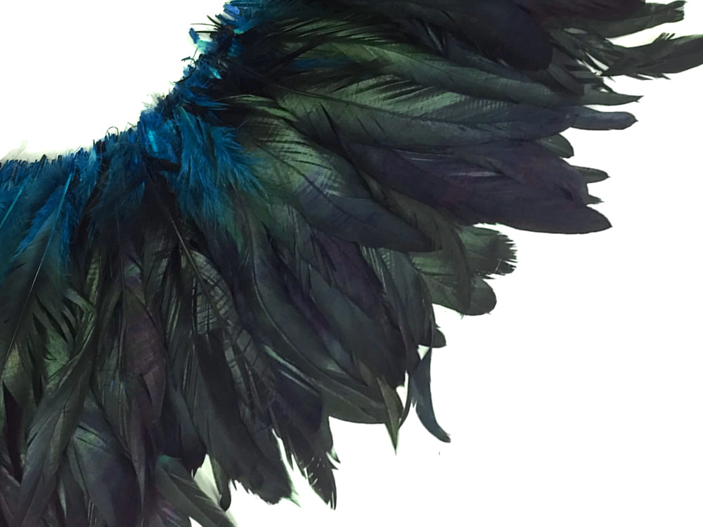 2.5  Inch Strip -  8-10" Turquoise Blue Half Bronze Natural Dyed Coque Tail Strung Feathers