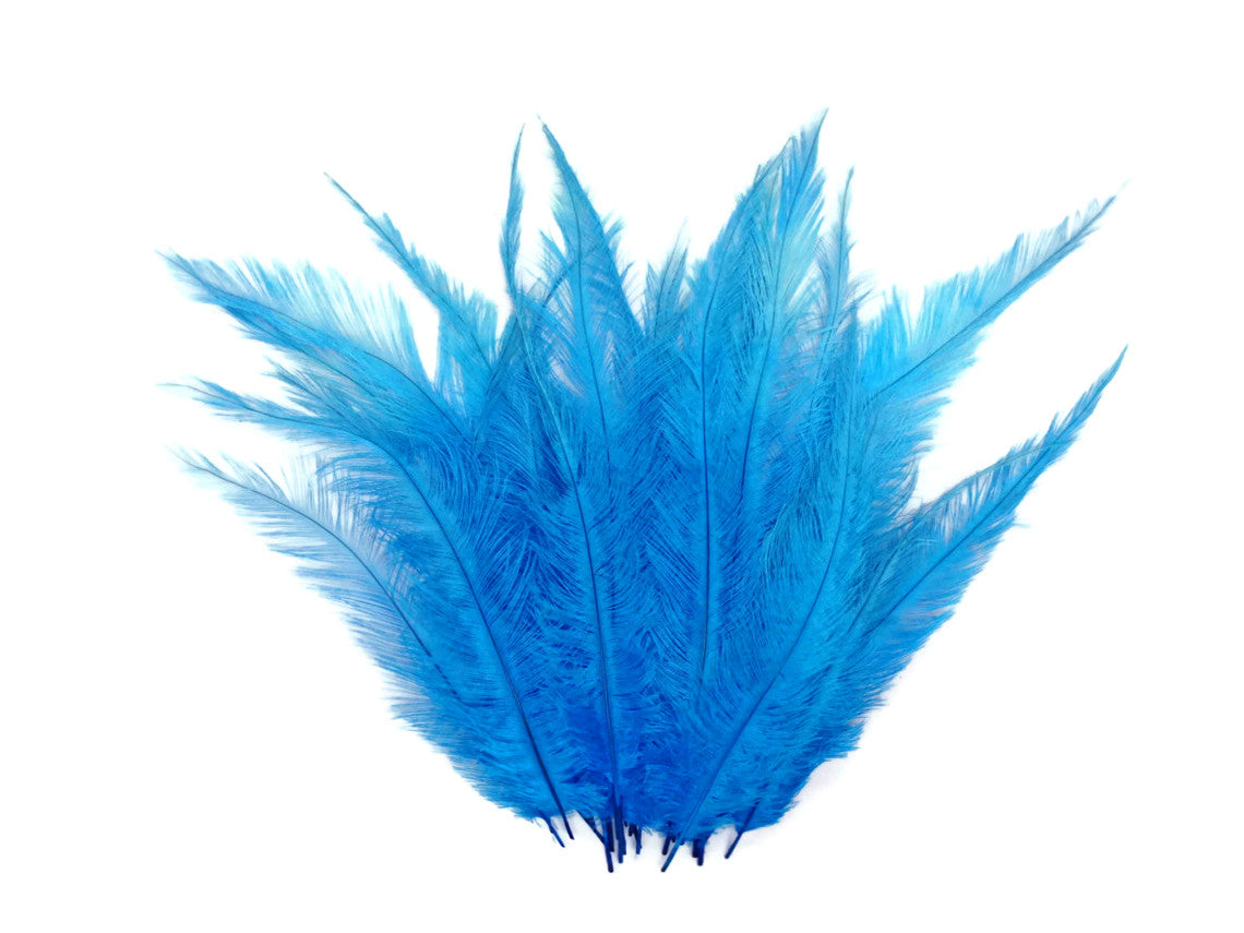 1/2 Lb - Turquoise Blue Mini Spads Ostrich Wholesale Chick Body Feathers (Bulk)