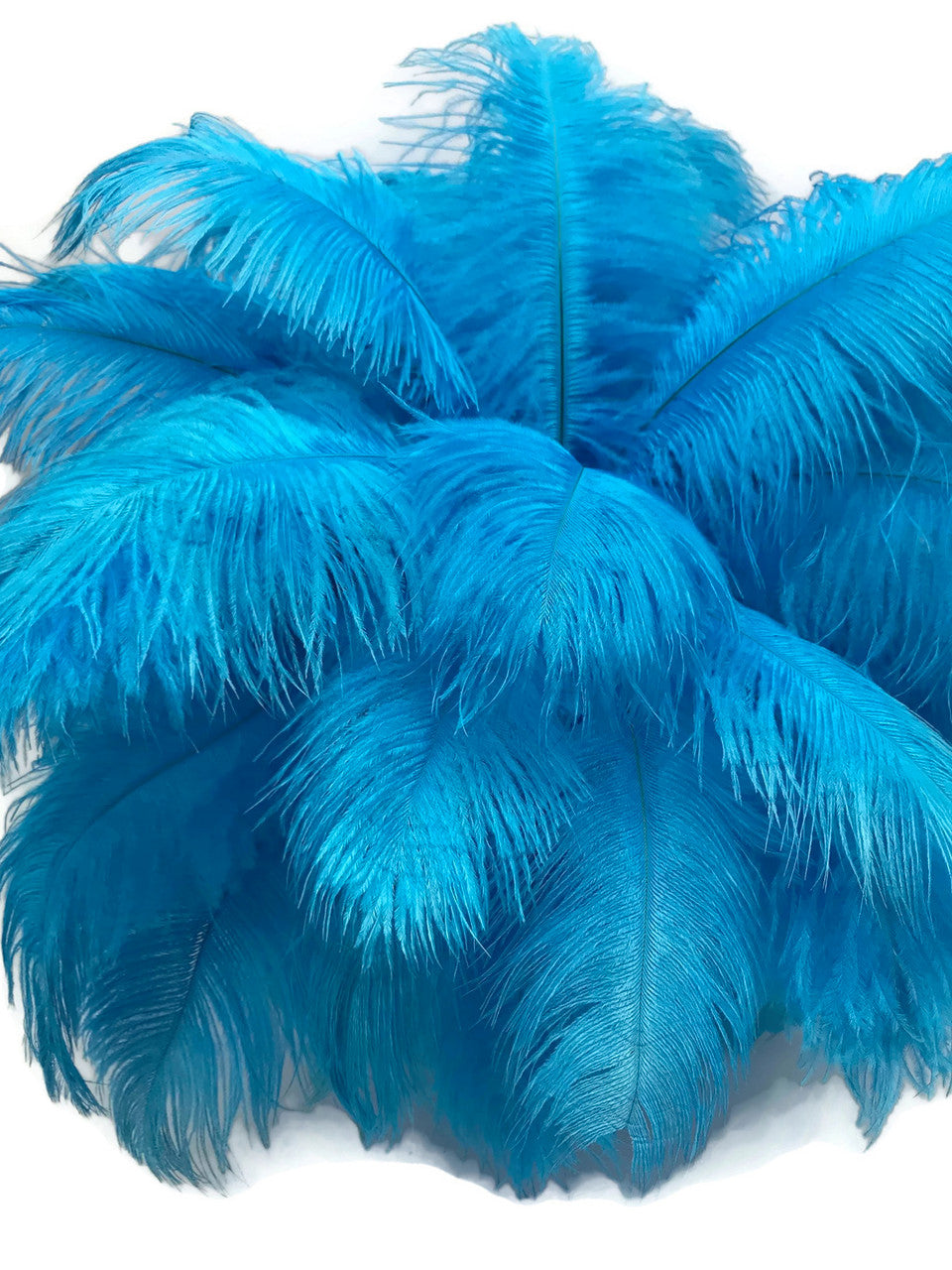 10 Pieces - 17-19" Turquoise Blue Large Bleached & Dyed Ostrich Drabs Body Feathers