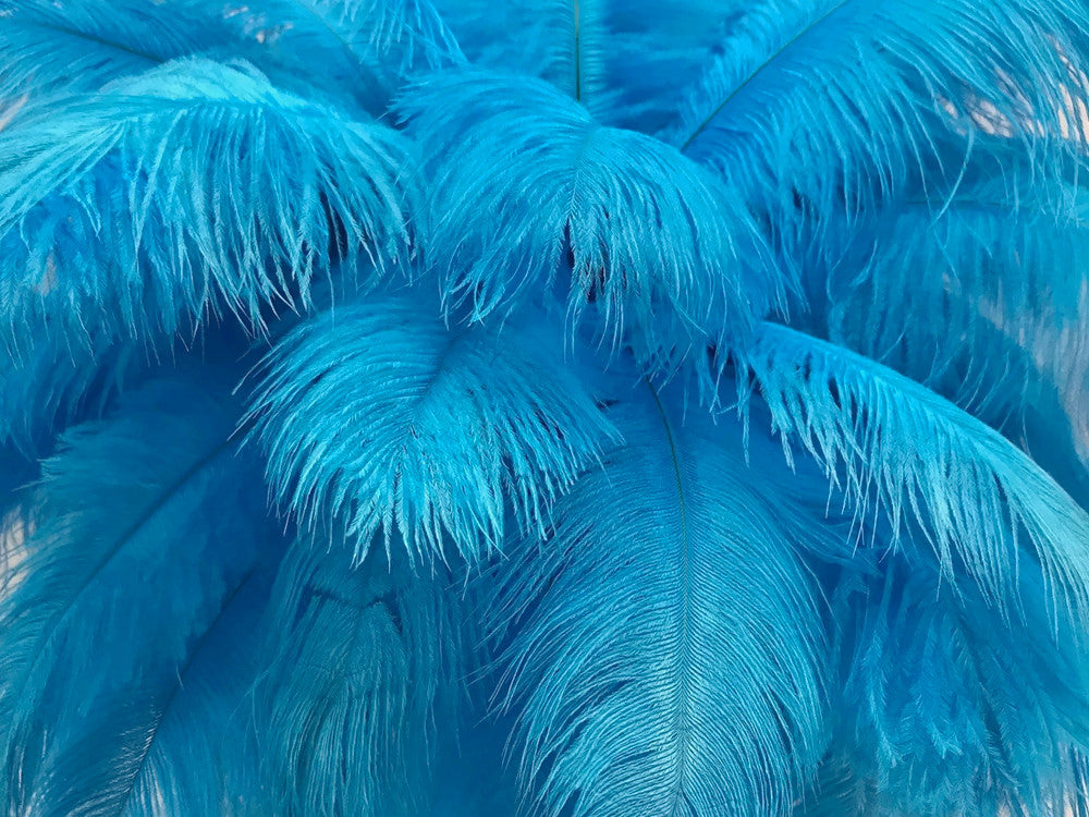 100 Pieces - 6-8" Turquoise Blue Ostrich Drab Wholesale Feathers (Bulk)