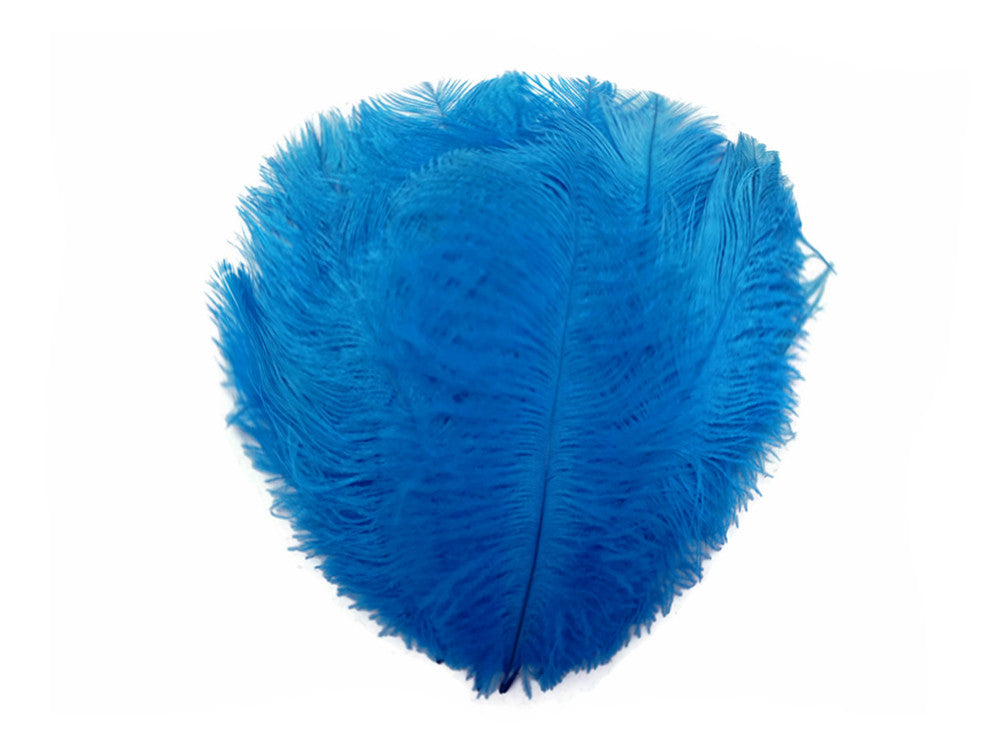 10 Pieces - 19-24" Turquoise Blue Ostrich Dyed Drabs Body Feathers