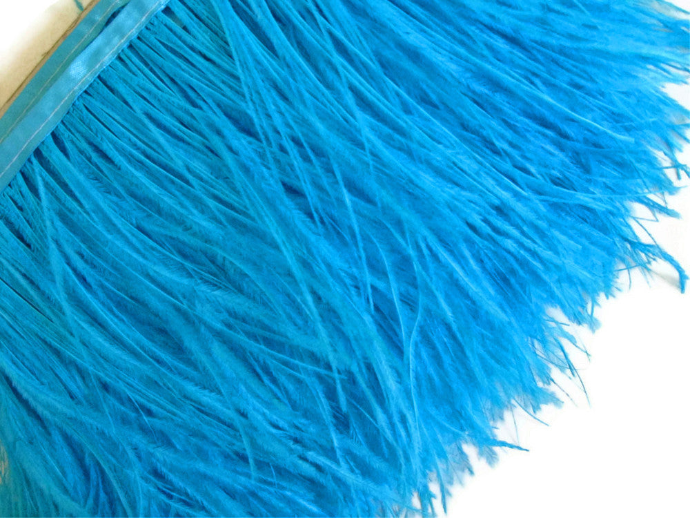 10 Yards - Turquoise Blue Ostrich Fringe Trim Wholesale Feather (Bulk)