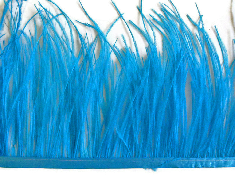 10 Yards - Turquoise Blue Ostrich Fringe Trim Wholesale Feather (Bulk)