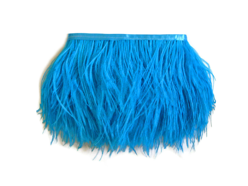 10 Yards - Turquoise Blue Ostrich Fringe Trim Wholesale Feather (Bulk)