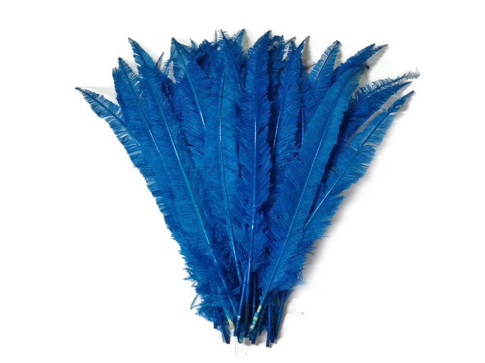 5 Pieces - Turquoise Blue Long Ostrich Nandu Trimmed Feathers