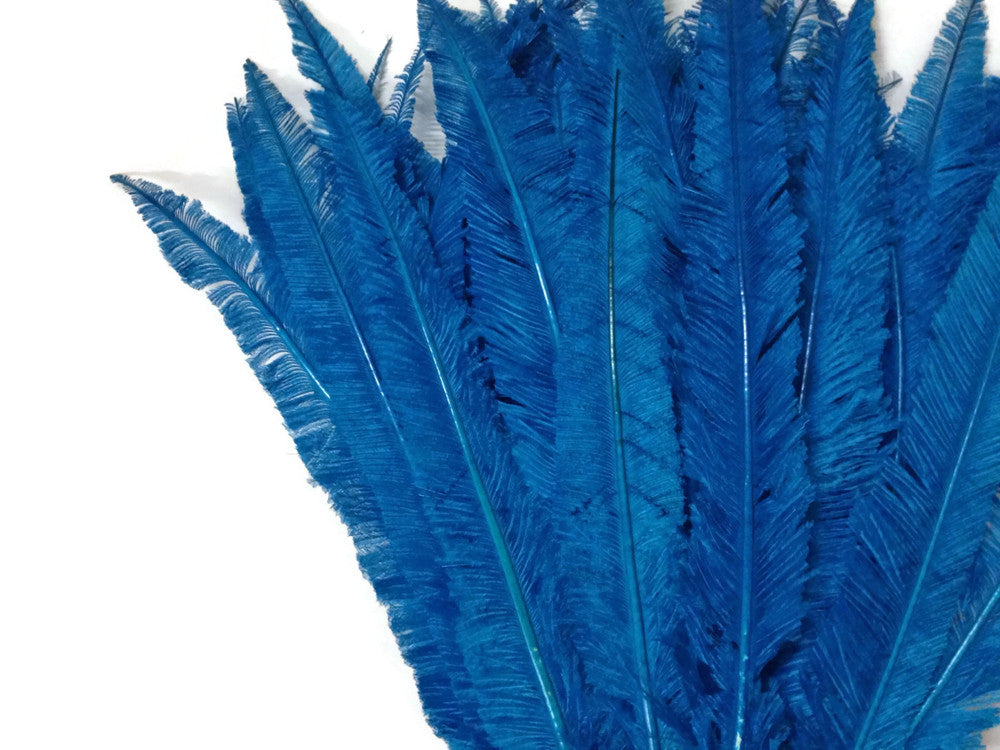 5 Pieces - Turquoise Blue Long Ostrich Nandu Trimmed Feathers