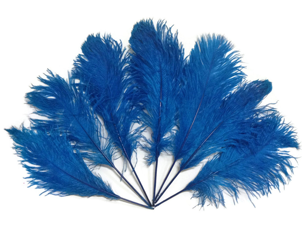 10 Pieces -  12-16" Turquoise Blue Dyed Ostrich Tail Fancy Feathers