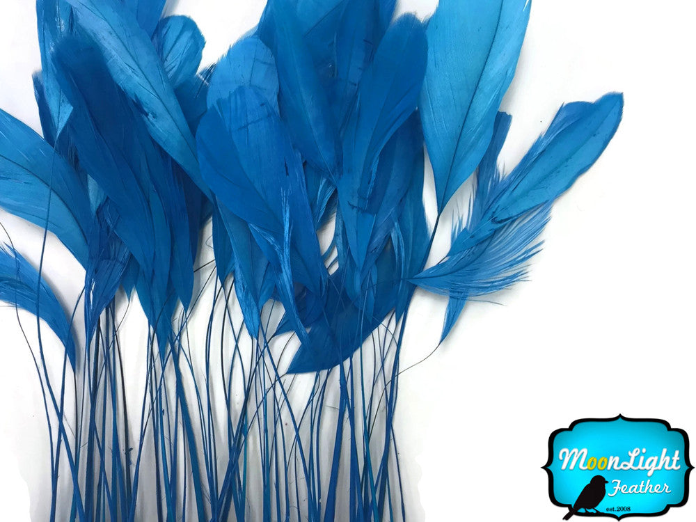 1 Yard - Turquoise Blue Stripped Coque Tail Feathers Wholesale Trim (Bulk)