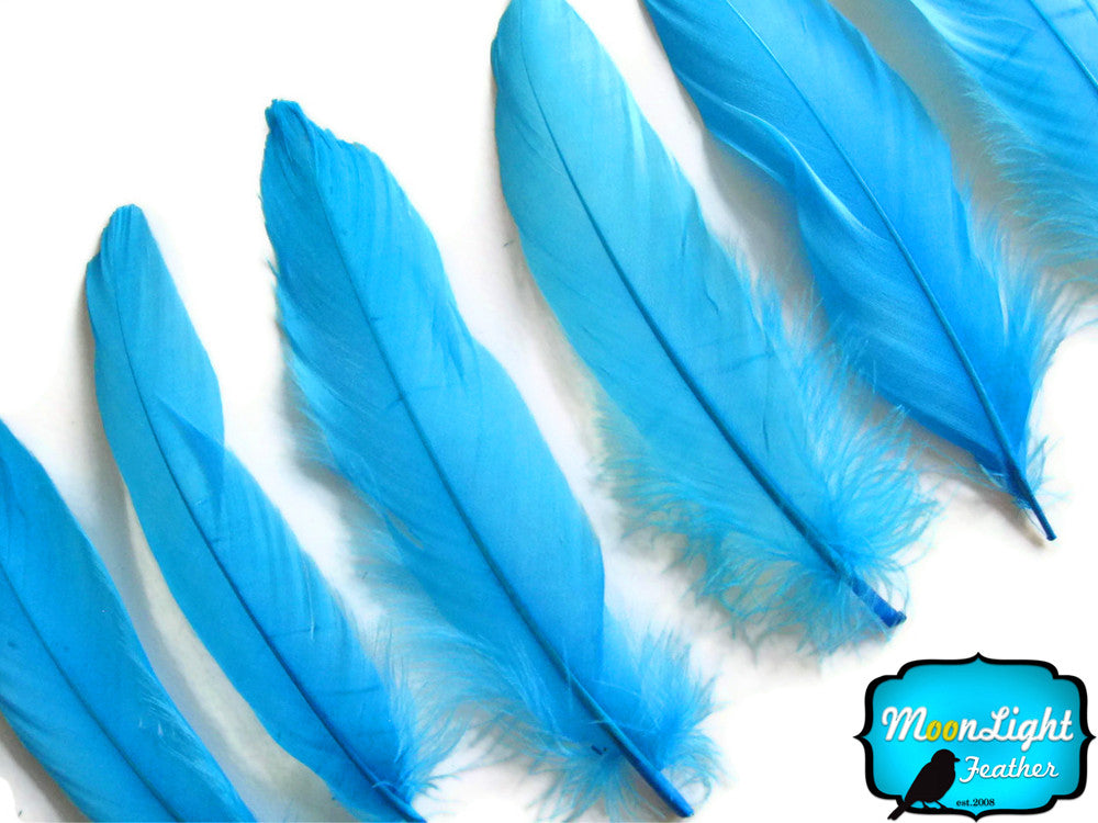 1 Pack - Turquoise Blue Goose Satinettes Loose Feathers 0.3 Oz.