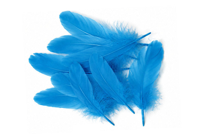 1/4 lbs. - Turquoise Blue Goose Satinettes Pallet Soft Wing Quill Wholesale Feathers (Bulk)
