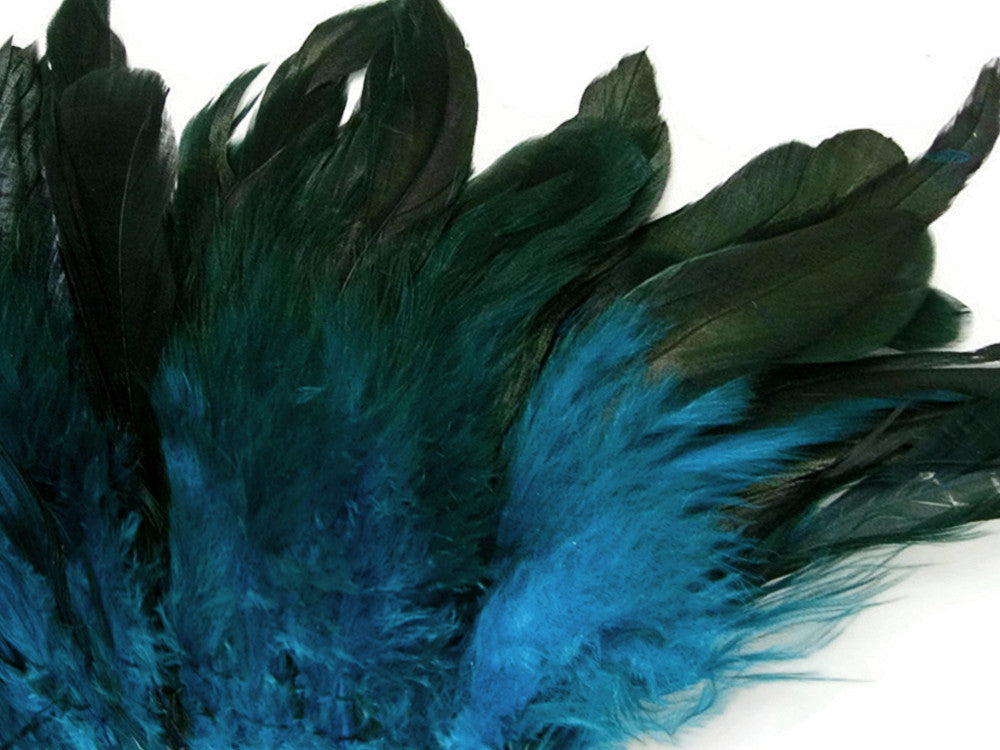 1 Yard - Turquoise Half Bronze Strung Rooster Schlappen Wholesale Feathers (Bulk)