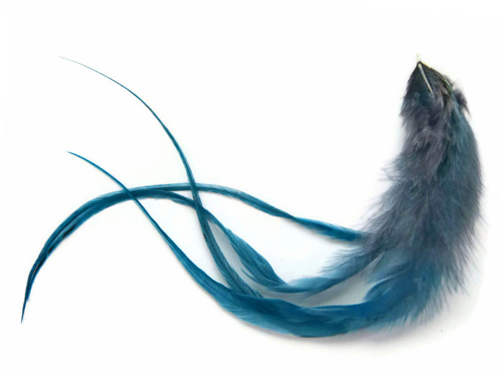 4 Pieces - Twilight Blendz Ombre Thick Long Whiting Farm Rooster Hair Extension Feathers