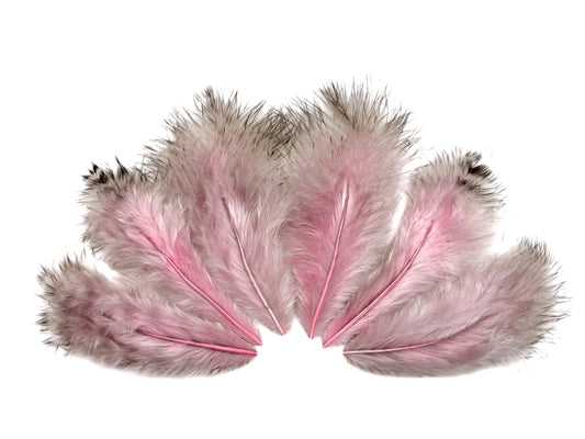 1 Dozen - Unique Pink Grizzly Mini Rooster Chickabou Fluff Whiting Hair Feathers