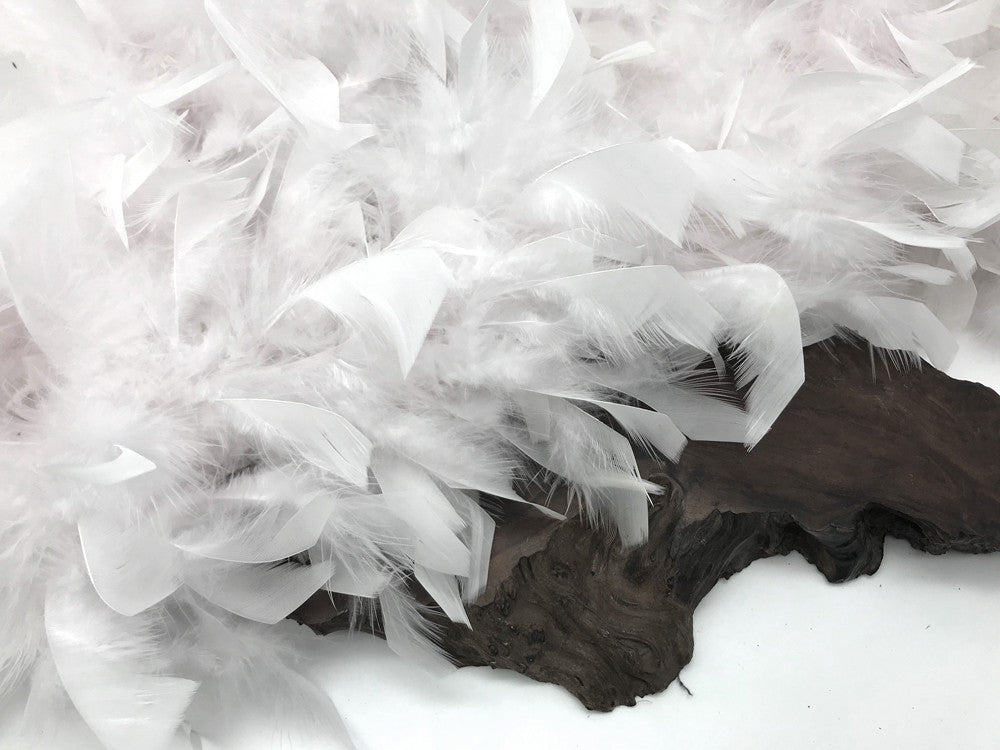 2 Yards - Snow White Heavy Weight Chandelle Feather Boa | 80 Gram