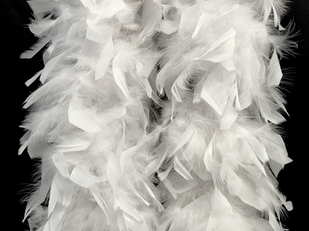 2 Yards - Snow White Heavy Weight Chandelle Feather Boa | 80 Gram