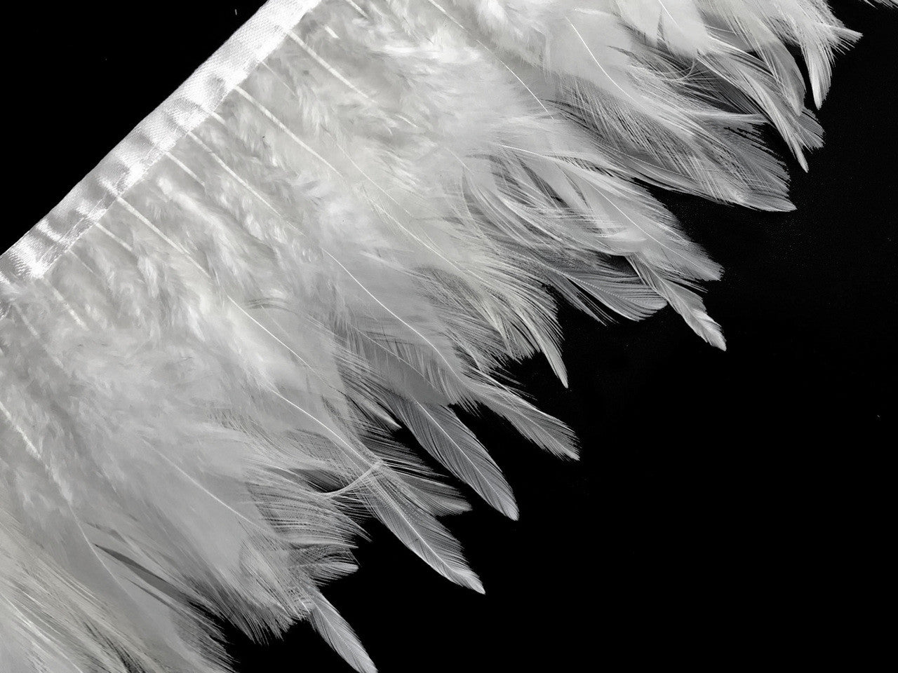 1 Yard - White Rooster Neck Hackle Saddle Feather Wholesale Trim