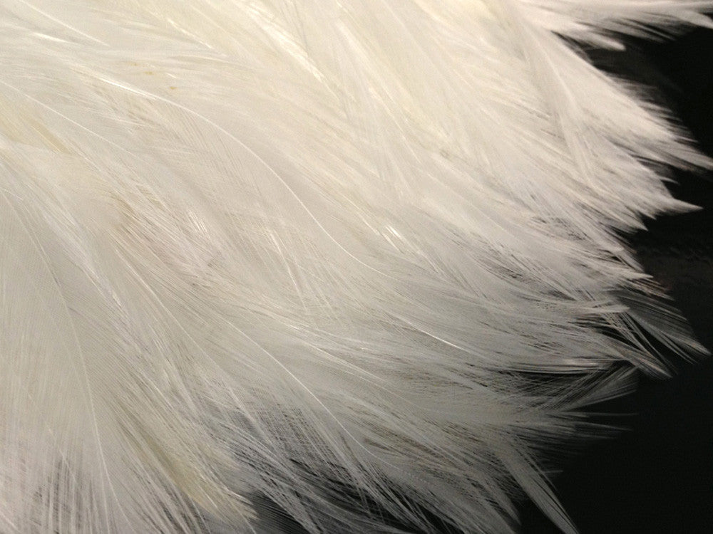 1 Yard - White Rooster Neck Hackle Saddle Feather Wholesale Trim