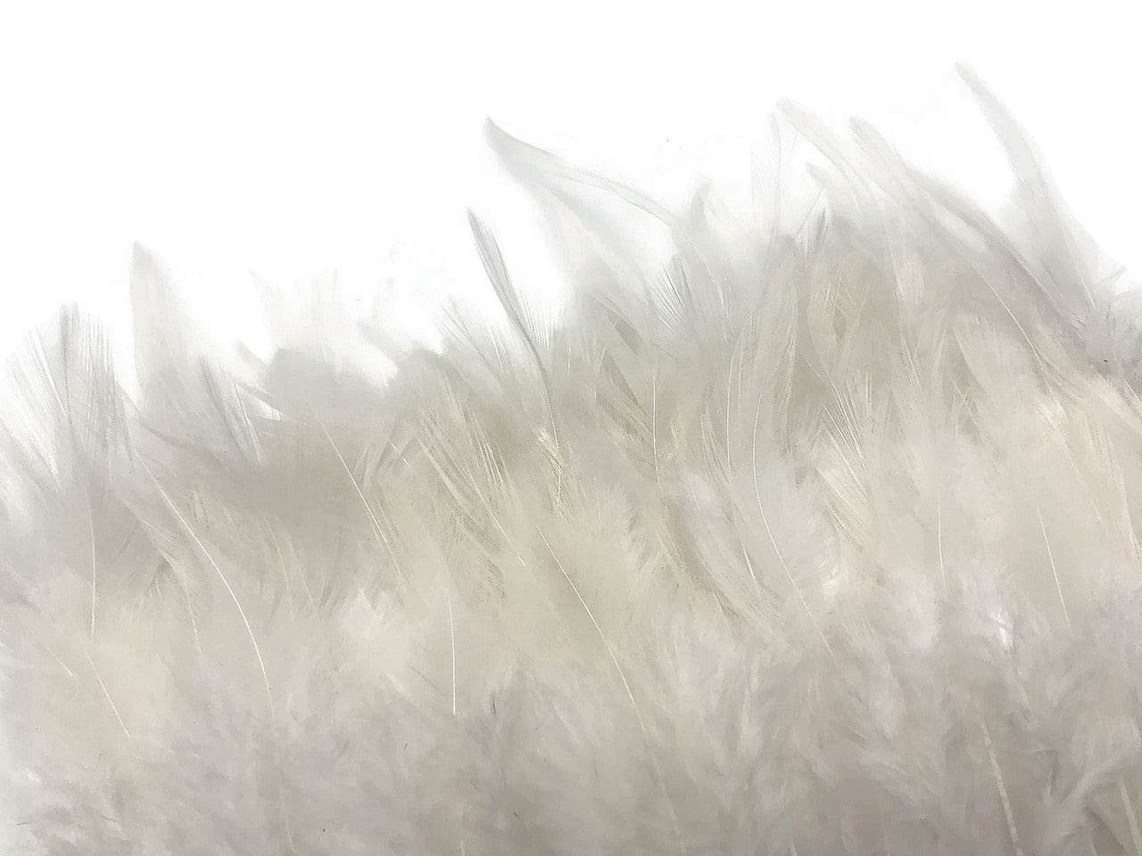 1 Yard - White Rooster Neck Hackle Saddle Feather Wholesale Trim