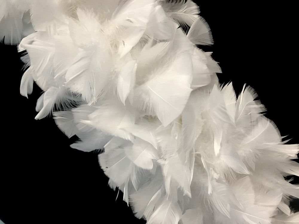 2 Yards - Snow White Heavy Weight Turkey Flat Feather Boa, 150 Gram