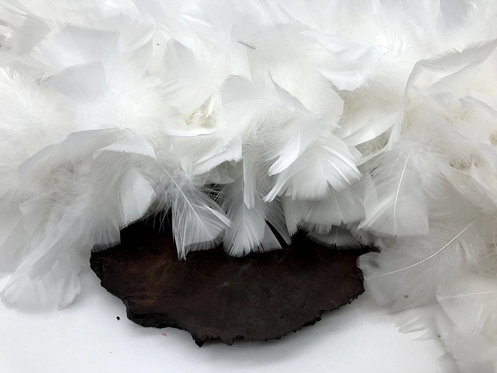 2 Yards - Snow White Heavy Weight Turkey Flat Feather Boa, 150 Gram