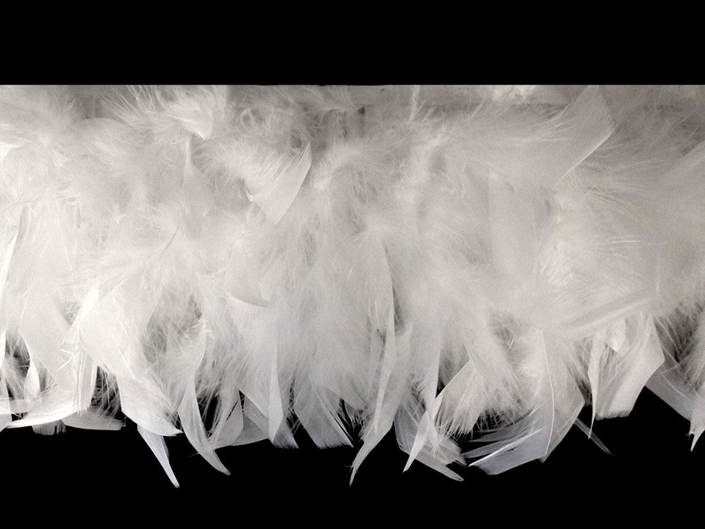 1 Yard - White  Chandelle Turkey Fluffy Feather Trim