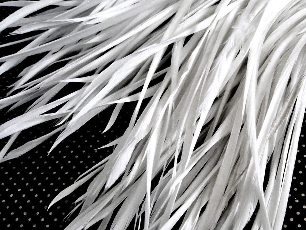 1 Yard - White Goose Biots Stripped Wing Wholesale Feather Trim