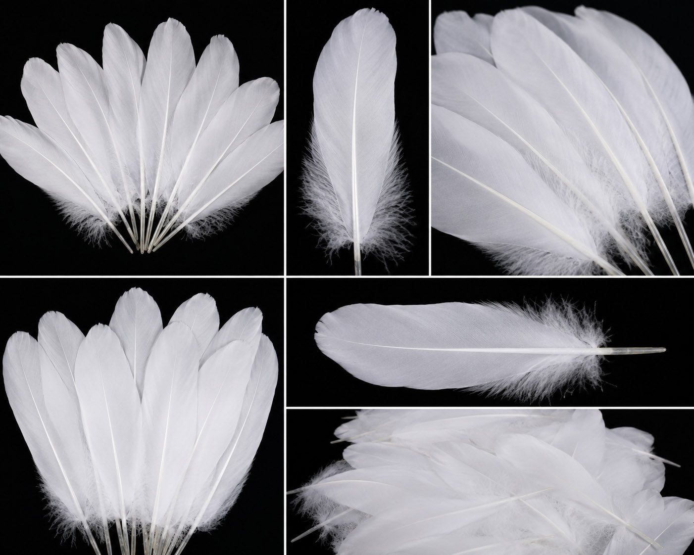 1/4 lbs. - White Goose Satinettes Pallet Soft Wing Quill Wholesale Feathers (Bulk)