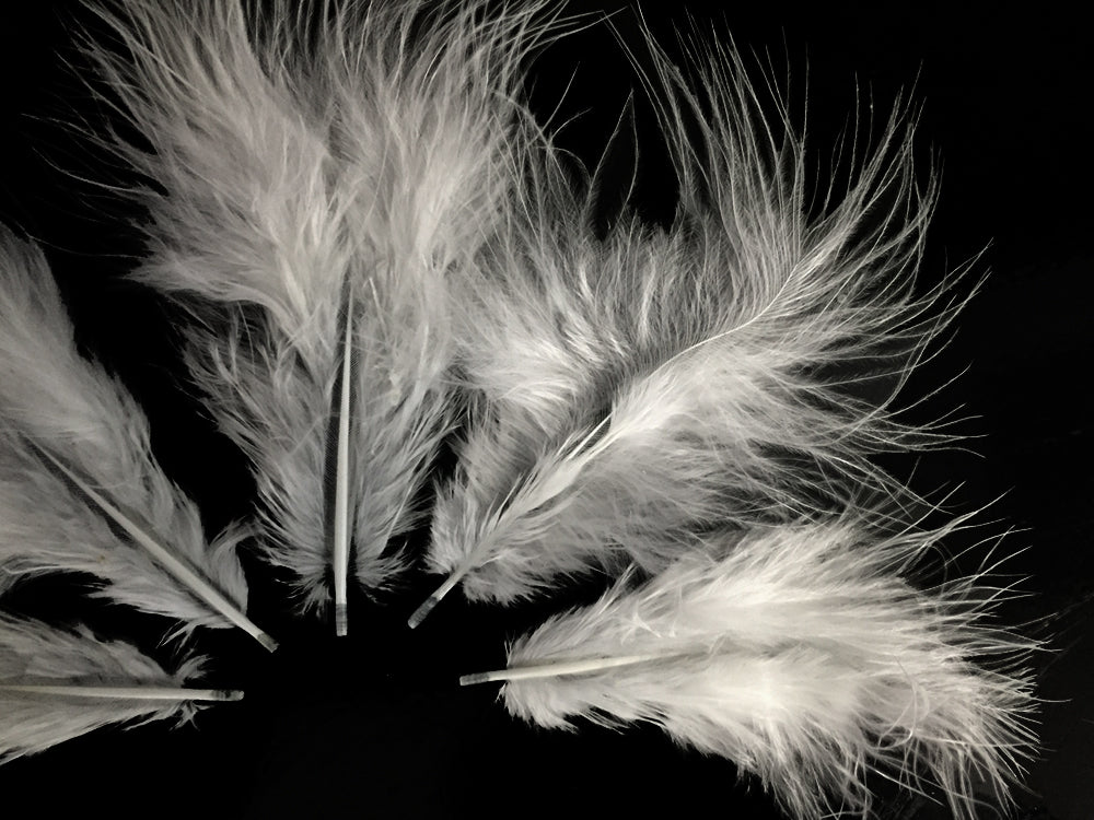 1/8 lbs. - White Turkey Marabou Short Down Fluffy Loose Wholesale Feathers (Bulk)