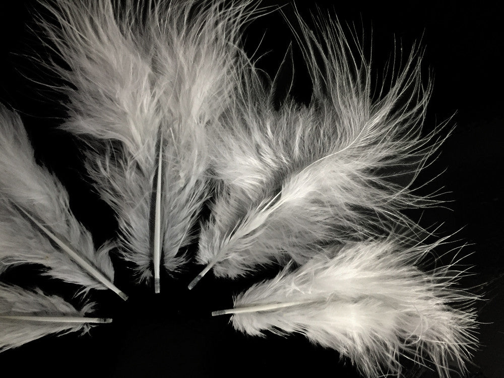 1/4 Lb - 5-6" White Turkey Marabou Short Down Fluffy Loose Wholesale Feathers (Bulk)