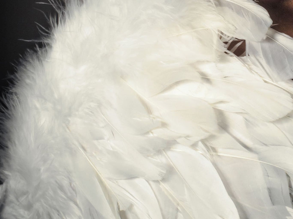 1/8 lbs. - White Turkey Marabou Short Down Fluffy Loose Wholesale Feathers (Bulk)