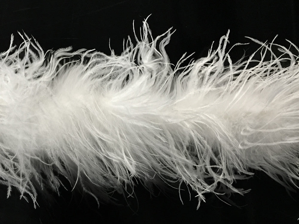 2 Yards - Snow White 3 Ply Ostrich Medium Weight Fluffy Feather Boa