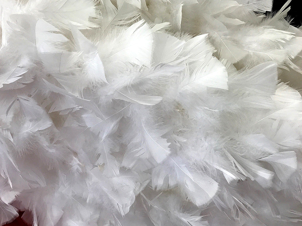 2 Yards - Snow White Heavy Weight Turkey Flat Feather Boa, 150 Gram