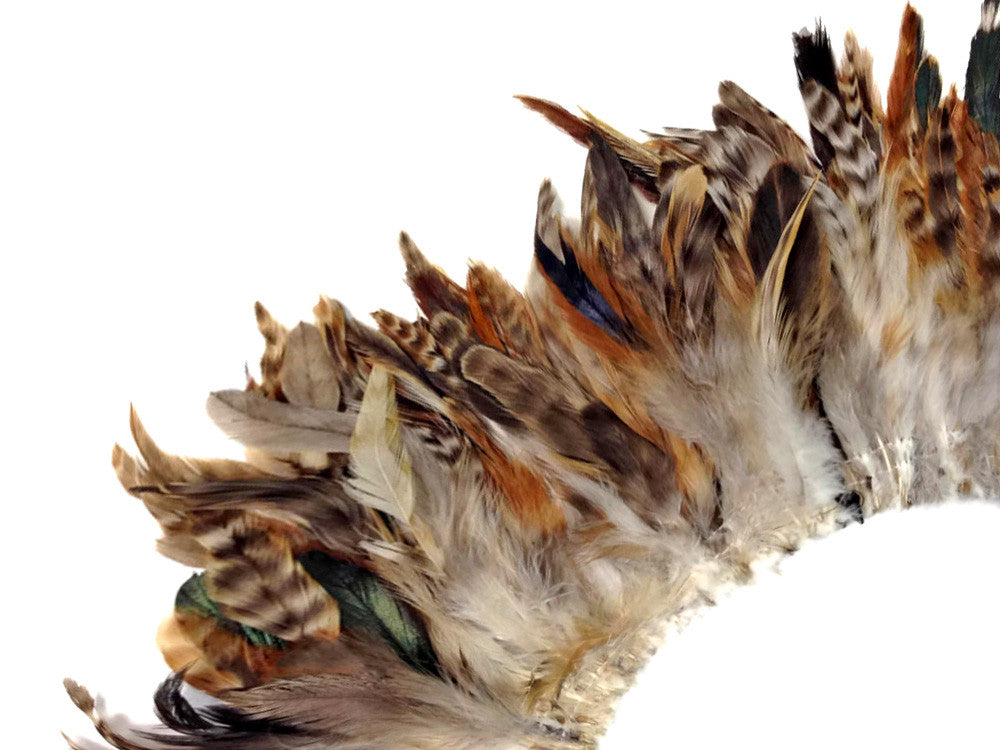 4 Inch Strip - Natural  Brown Chinchilla Strung Rooster Schlappen Feathers