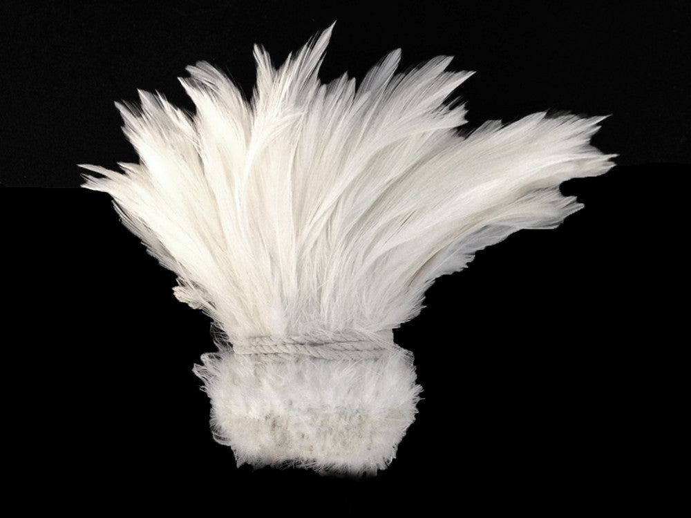 1 Yard - Natural White Strung Rooster Neck Hackle Wholesale Feathers (Bulk)