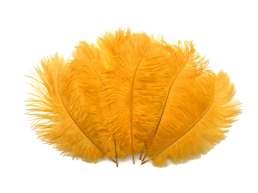 10 Pieces - 8-10" Golden Yellow Ostrich Dyed Drabs Feathers