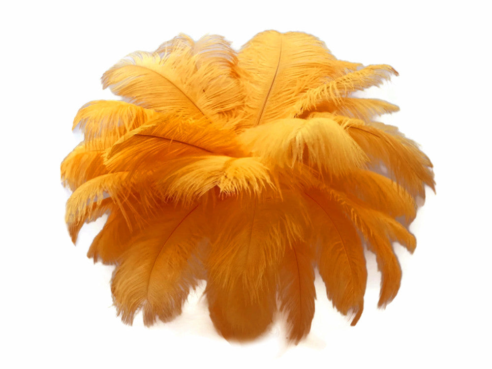 10 Pieces - 14-17" Golden Yellow Ostrich Dyed Drab Body Feathers