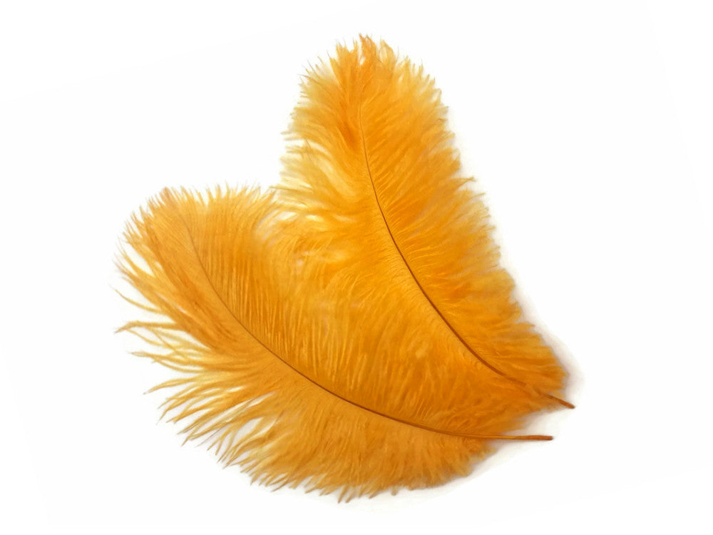 10 Pieces - 17-19" Golden Yellow Large Bleached & Dyed Ostrich Drabs Body Feathers