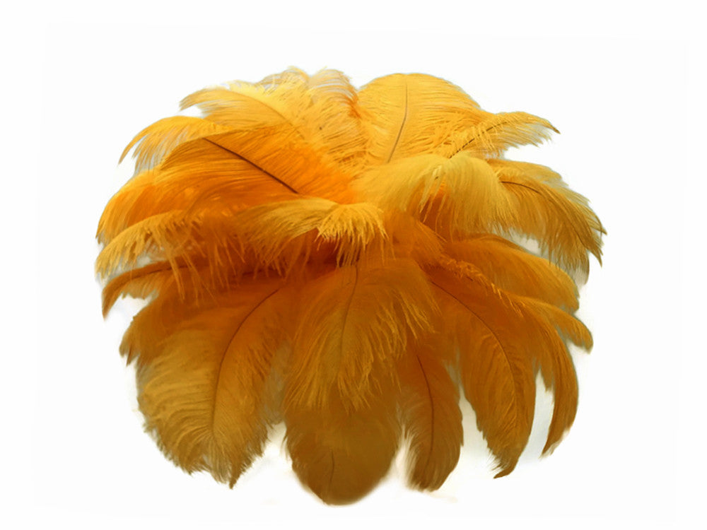 10 Pieces - 11-13" Golden Yellow Bleached & Dyed Ostrich Drabs Body Feathers