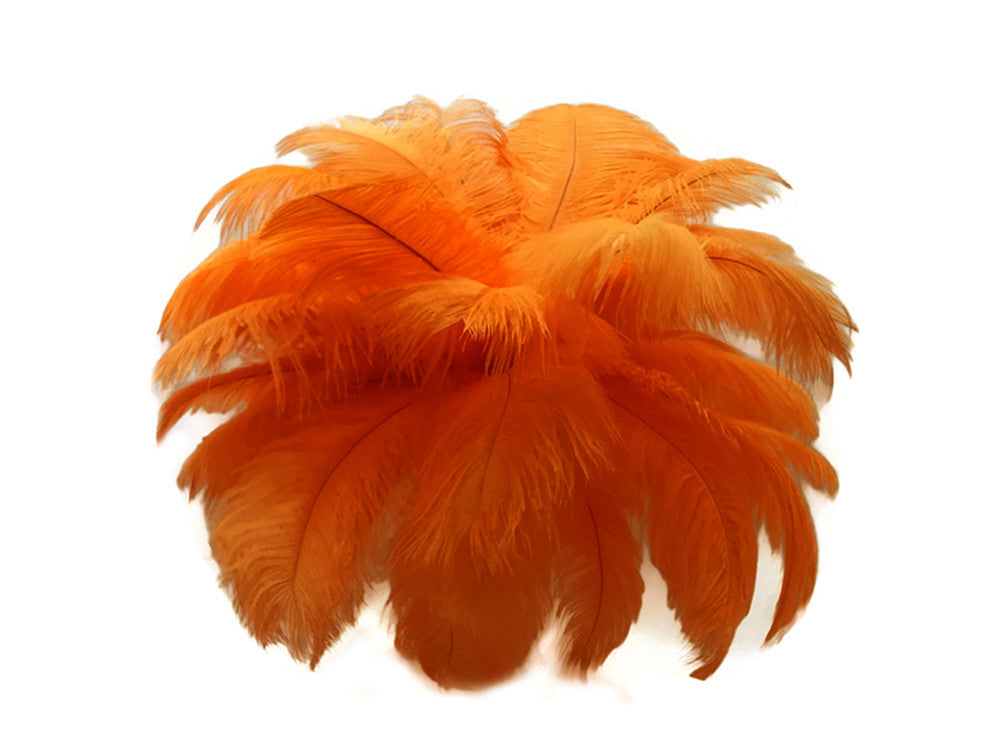 10 Pieces - 11-13" Orange Bleached & Dyed Ostrich Drabs Body Feathers